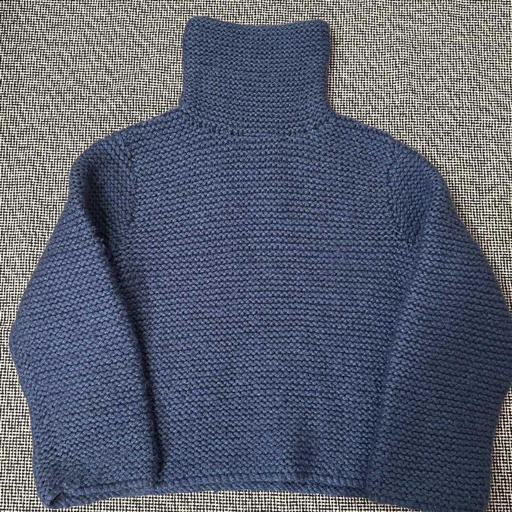 Big Chunky Blue handknitted Turtleneck Sweater